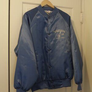 VTG West Ark Satin Jacket Quilted Lined THE HORSESHOE CLUB Carson City Nevada XL